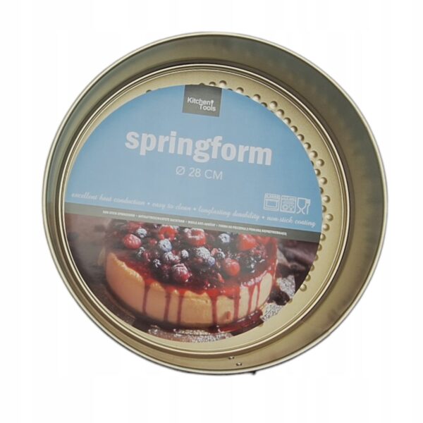 Tortownica BLACHA forma do pieczenia okrągła 28 cm ZŁOTA - obrazek 5