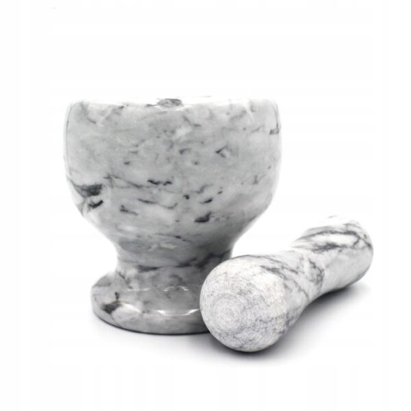 Moździerz kuchenny kamienny marmurowy szary 10,5x10,5 cm - obrazek 3