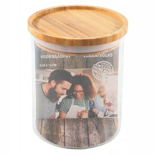 Pojemnik szklany na makaron płatki art. sypkie z bambusową pokrywa 10x13cm - obrazek 7