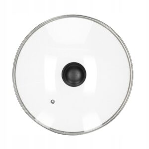 Pokrywka 32 cm szklana metalowy rant Odpowietrznik Żaroodporna