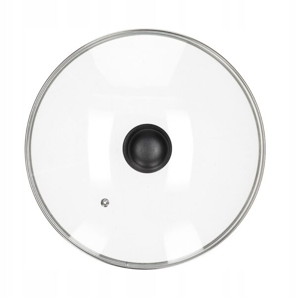 Pokrywka 32 cm szklana metalowy rant Odpowietrznik Żaroodporna