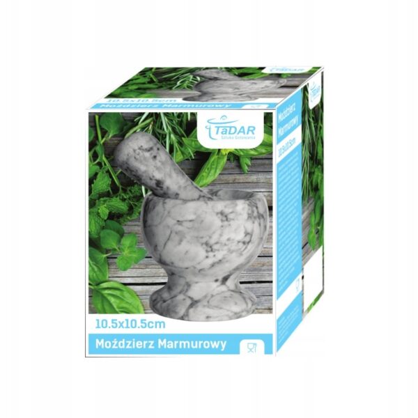 Moździerz kuchenny kamienny marmurowy szary 10,5x10,5 cm - obrazek 6