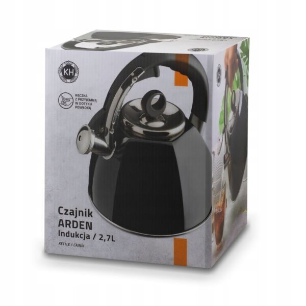 Czajnik stalowy czarny 2,7 l – tradycyjny czajnik z gwizdkiem na indukcję i gaz - obrazek 11