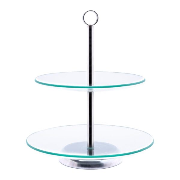 Patera okrągła dwupoziomowa szklana do Ciasta Desery Milena 20/25 cm - obrazek 2