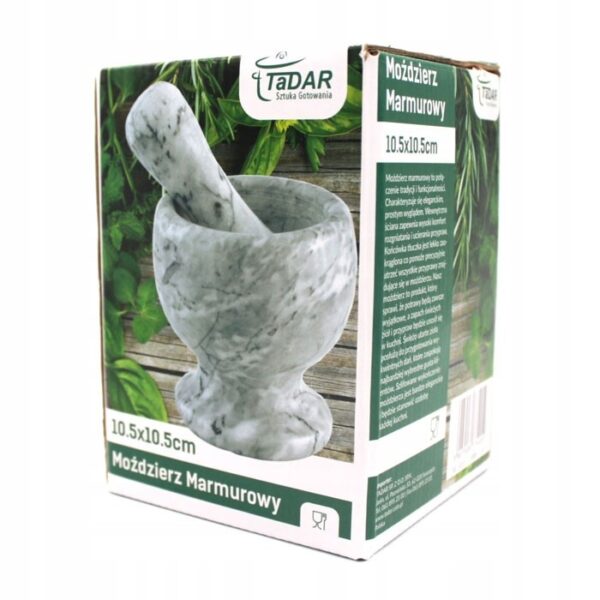 Moździerz kuchenny kamienny marmurowy szary 10,5x10,5 cm - obrazek 2