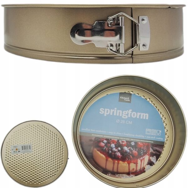 Tortownica BLACHA forma do pieczenia okrągła 28 cm ZŁOTA - obrazek 3