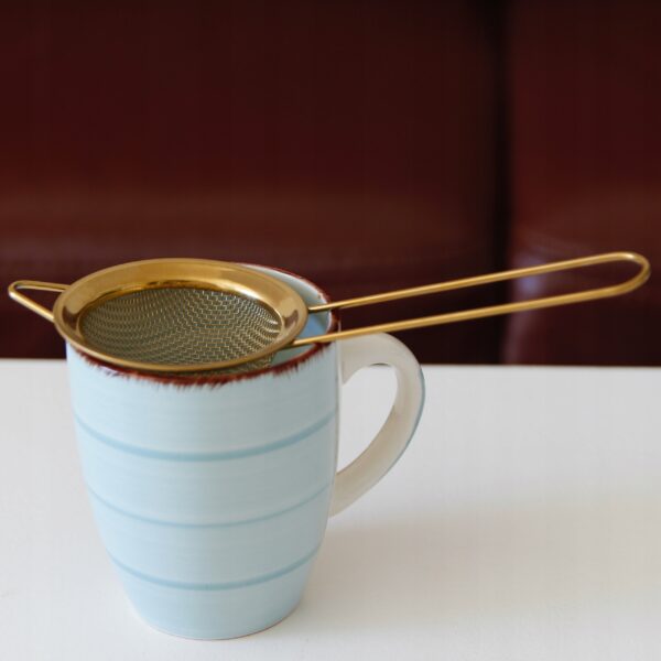 Sitko kuchenne zaparzacz ZŁOTY cedzak do ziół PRZYPRAW 8 cm stal nierdzewna - obrazek 4