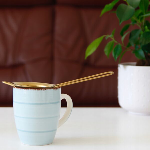 Sitko kuchenne zaparzacz ZŁOTY cedzak do ziół PRZYPRAW 8 cm stal nierdzewna - obrazek 3