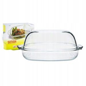 Naczynie żaroodporne 8 L szklane prostokątne z pokrywą