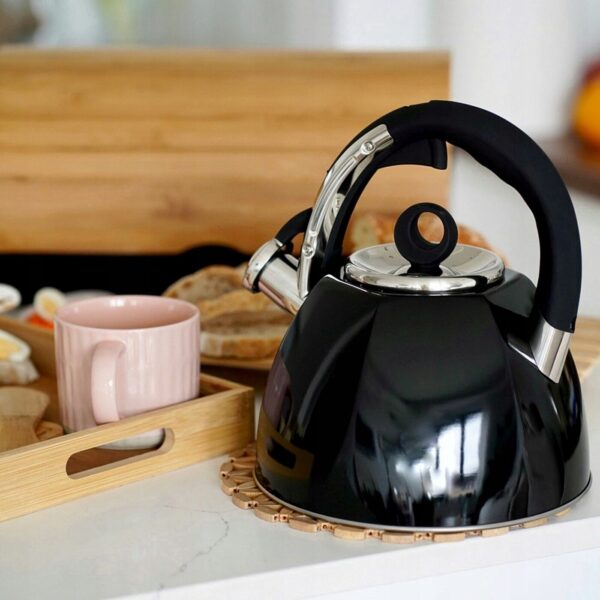 Czajnik stalowy czarny 2,7 l – tradycyjny czajnik z gwizdkiem na indukcję i gaz - obrazek 5
