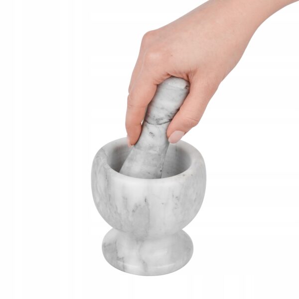Moździerz kuchenny kamienny marmurowy szary 10,5x10,5 cm - obrazek 9