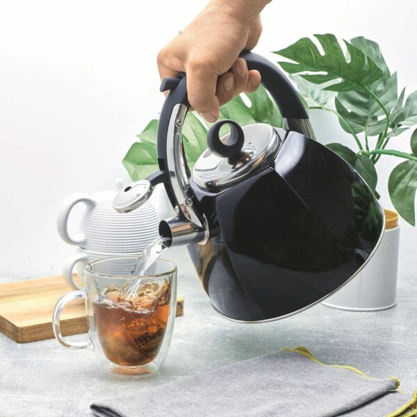 Czajnik stalowy czarny 2,7 l – tradycyjny czajnik z gwizdkiem na indukcję i gaz - obrazek 3