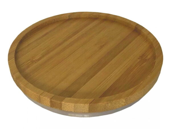 Pojemnik szklany na makaron płatki sypkie z bambusową pokrywą 10x17 cm - obrazek 4