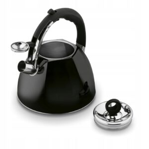Czajnik stalowy czarny 2,7 l – tradycyjny czajnik z gwizdkiem na indukcję i gaz