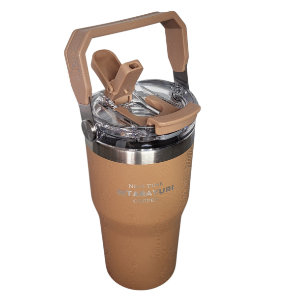 Kubek Termiczny 600 ml Stalowy matowy z rączką Słomka Ustnik - obrazek 10