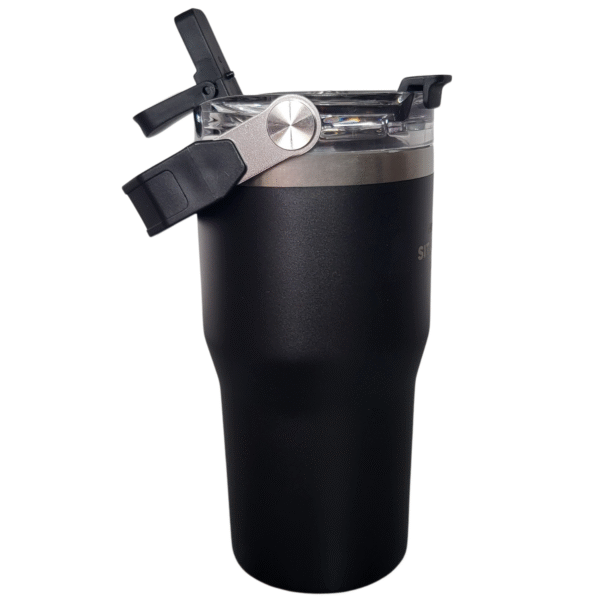 Kubek Termiczny 600 ml Stalowy matowy z rączką Słomka Ustnik - obrazek 3