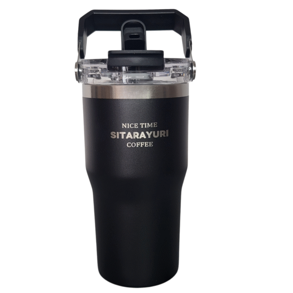 Kubek Termiczny 600 ml Stalowy matowy z rączką Słomka Ustnik - obrazek 4