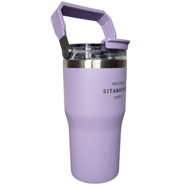 Kubek Termiczny 600 ml Stalowy matowy z rączką Słomka Ustnik - obrazek 15