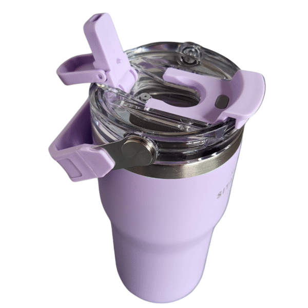 Kubek Termiczny 600 ml Stalowy matowy z rączką Słomka Ustnik - obrazek 14