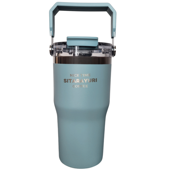 Kubek Termiczny 600 ml Stalowy matowy z rączką Słomka Ustnik - obrazek 16