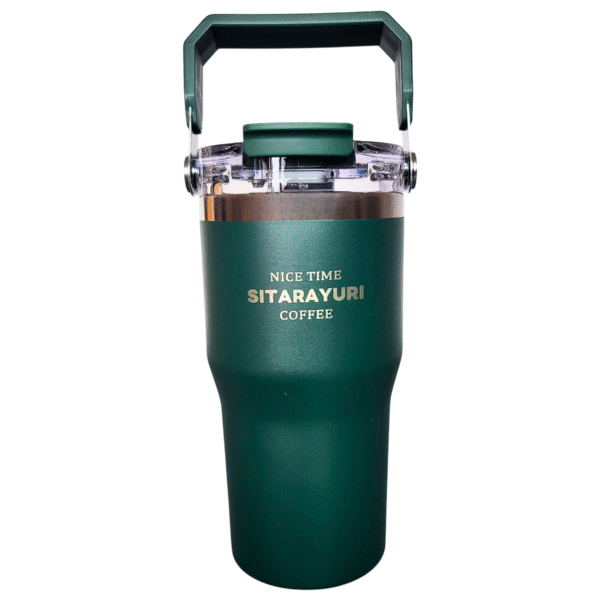 Kubek Termiczny 600 ml Stalowy matowy z rączką Słomka Ustnik - obrazek 18