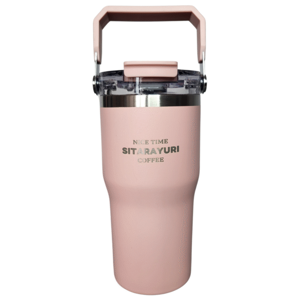 Kubek Termiczny 600 ml Stalowy matowy z rączką Słomka Ustnik - obrazek 7