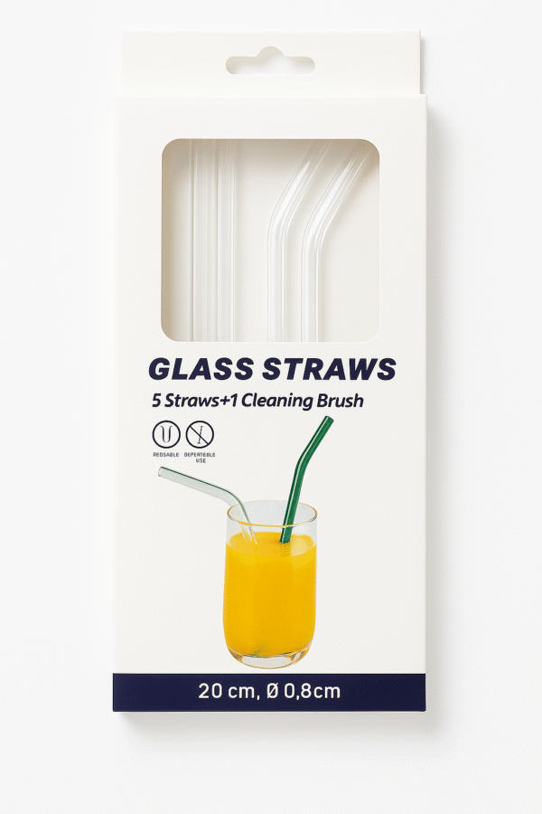 Słomki Szklane wielorazowe 5 szt+szczoteczka Przezroczyste 20 cm - obrazek 6
