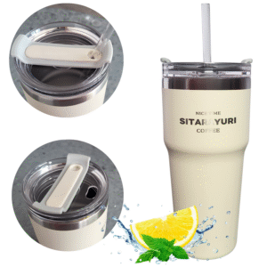 Kubek Termiczny 700 ml Matowy Słomka+Szczoteczka termos Stal nierdzewna