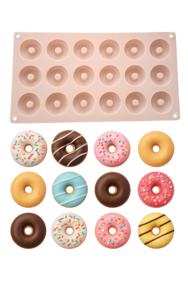 Forma Silikonowa Mini Donaty Deserki Monoporcje 29,5×17×1,5 cm 18 otworów - obrazek 4