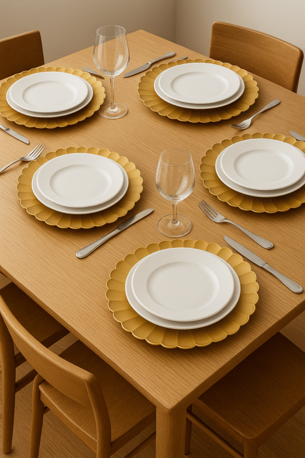 Złota taca dekoracyjna 33 cm podtalerz plastikowy okrągły - obrazek 5