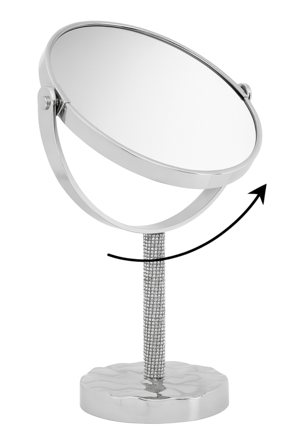 Lusterko kosmetyczne stojące 32 cm glamour z kryształkami - obrazek 3