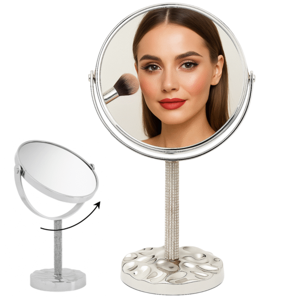 Lusterko kosmetyczne stojące 32 cm glamour z kryształkami