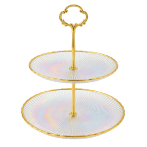 Patera dwupoziomowa szklana 27 cm do ciasta deserów