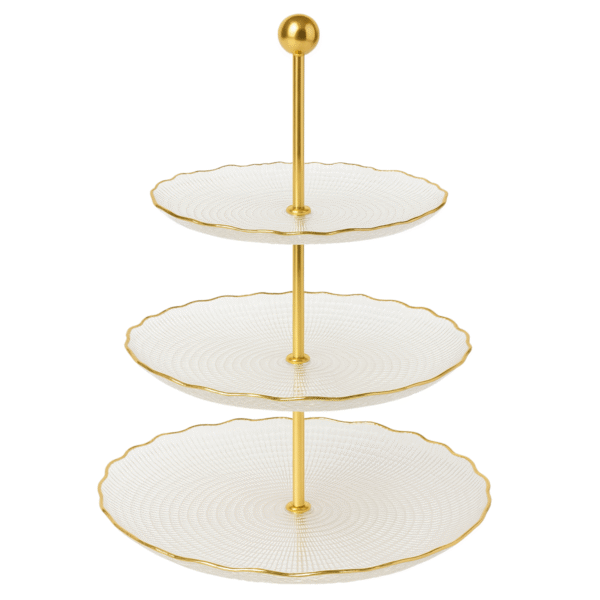 Patera trzypoziomowa szklana 36 cm do ciasta deserów