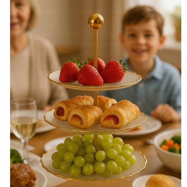 patera trzypoziomowa szklana