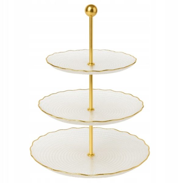 trzypoziomowa patera szklana na ciasta