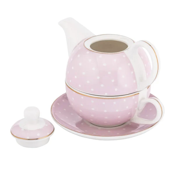 Zestaw do herbaty Tea for One 3w1 Altom Natalie Pink porcelana - obrazek 4