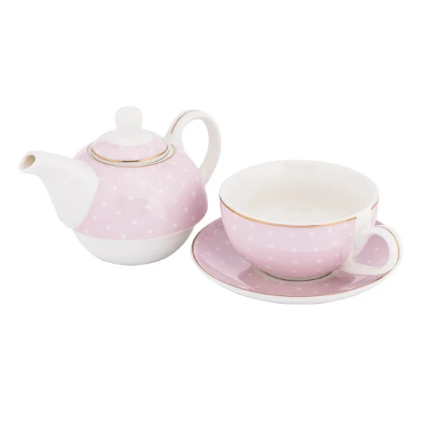 Zestaw do herbaty Tea for One 3w1 Altom Natalie Pink porcelana - obrazek 3