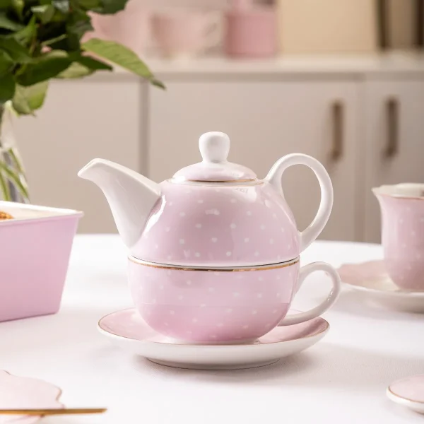 Zestaw do herbaty Tea for One 3w1 Altom Natalie Pink porcelana - obrazek 6